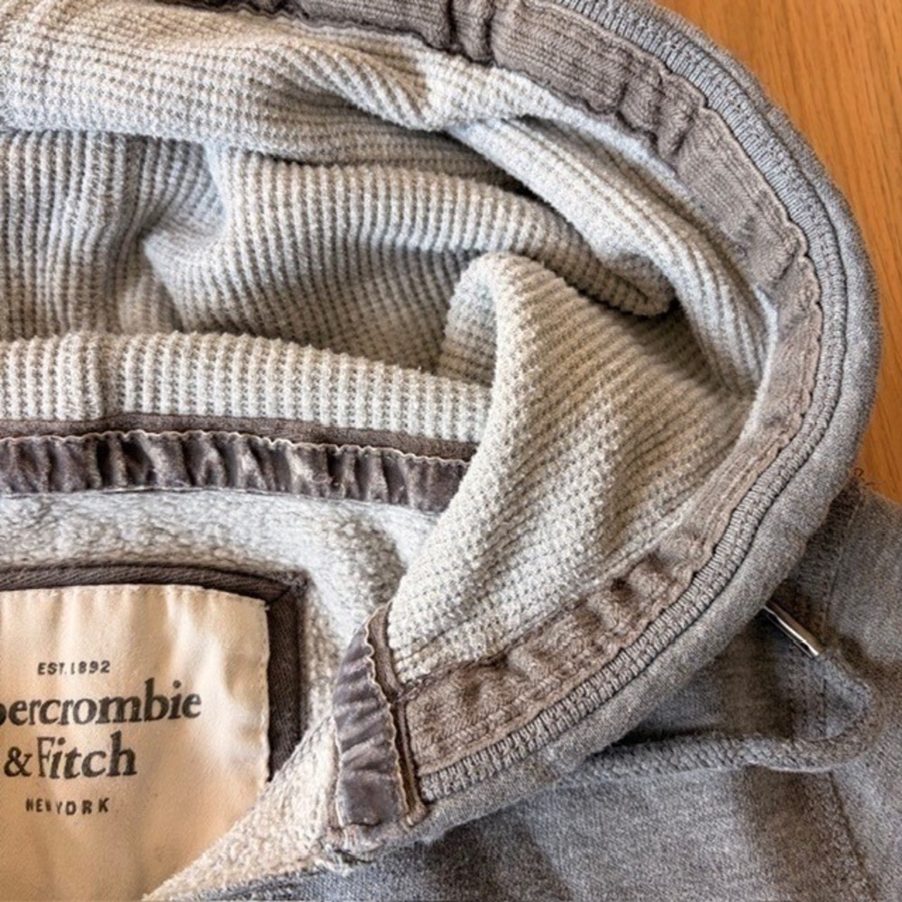 Velvet Script Vintage Womens Abercrombie & Fitch Waffle-Lined Hoodie Gray Y2K M - Picture 4 of 8